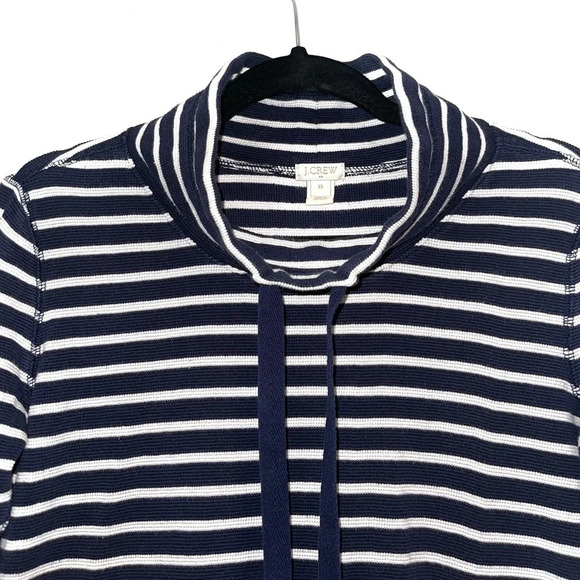 J. Crew Factory Navy Blue & White Striped Cowl Neck Sweatshirt Xsmall Women’s - Picture 2 of 11
